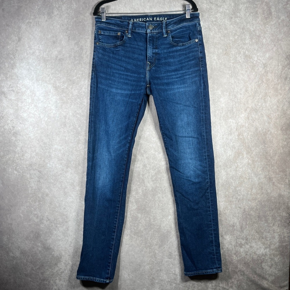American Eagle Jeans Mens Size 32X34 Blue Dark Wash Denim Slim Straight Casual